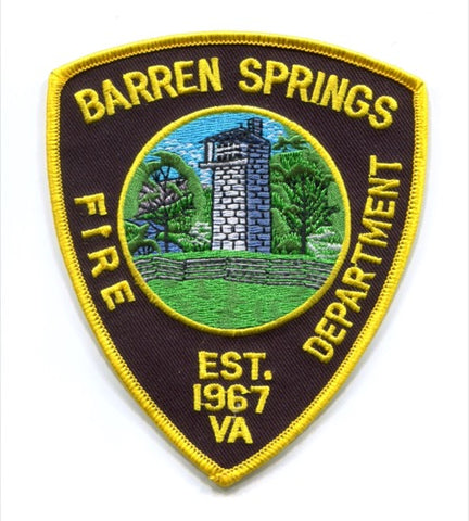 Barren Springs Fire Department Patch Virginia VA