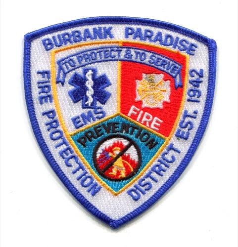Burbank Paradise Fire Protection District Patch California CA