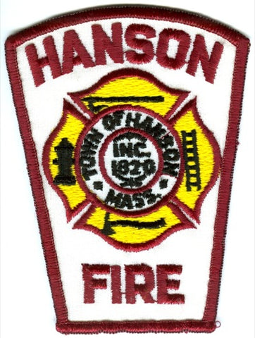 Hanson Fire Department Patch Massachusetts MA