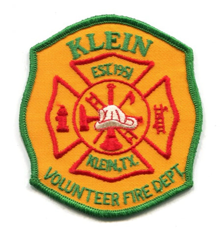 Klein Volunteer Fire Department Patch Texas TX