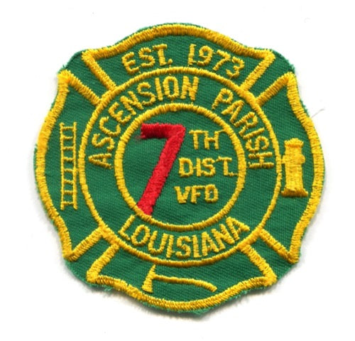 Ascension Parish 7th District Volunteer Fire Department Patch Louisiana LA