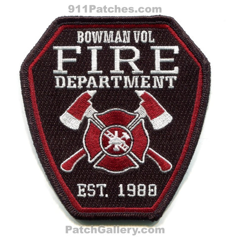 Bowman Volunteer Fire Department Patch Texas TX –