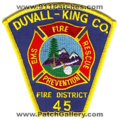 King County Fire District 45 Duvall Fire Department Patch Washington WA