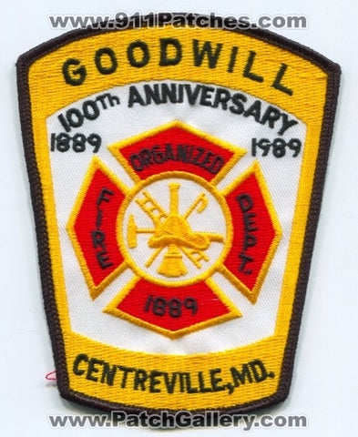 Goodwill Fire Department 100th Anniversary Patch Maryland MD