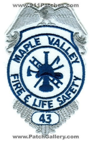 Maple Valley Fire and Life Safety Department King County District 43 Patch Washington WA
