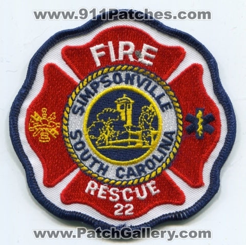 Simpsonville Fire Rescue Department 22 Patch South Carolina SC