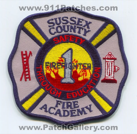 Sussex County Fire Academy Firefighter 1 Patch New Jersey NJ