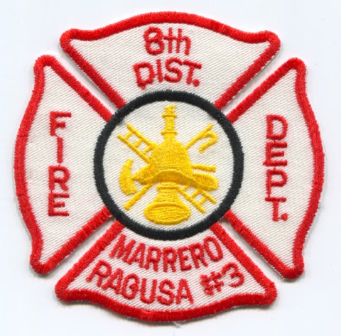 8th District Fire Department Marrero Ragusa Number 3 Patch Louisiana LA
