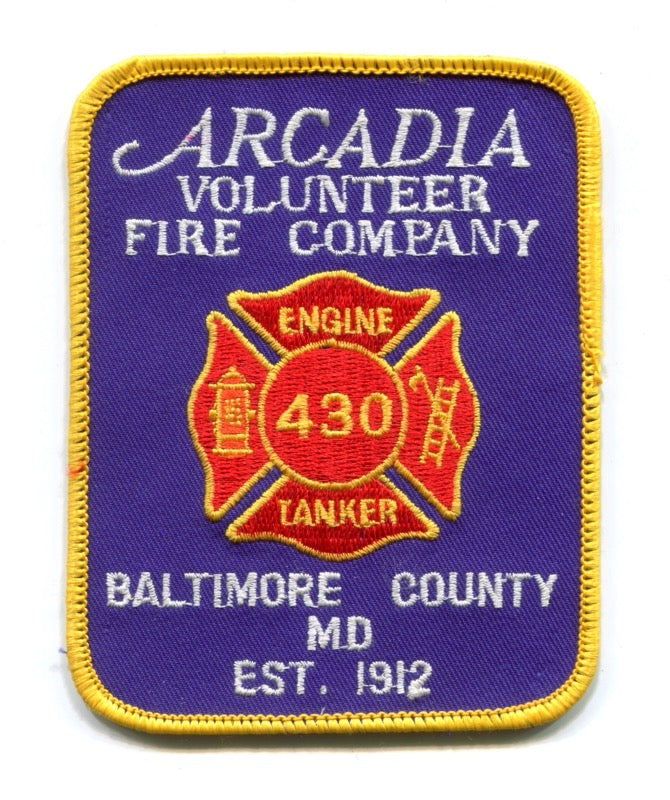 Arcadia Volunteer Fire Company 430 Engine Tanker Baltimore County Patch Maryland MD