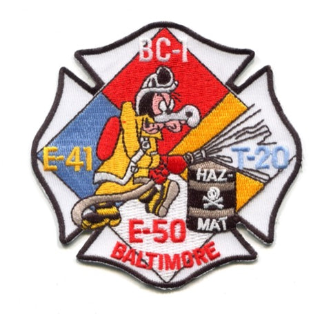 Baltimore City Fire Engine 41 50 Truck 20 Batt Chief 1 HazMat Patch Maryland MD