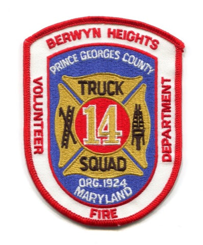 Berwyn Heights Volunteer Fire Department Truck Squad 14 Patch Maryland MD