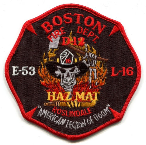 Boston Fire Department Engine 53 Ladder 16 District 12 Patch Massachusetts MA