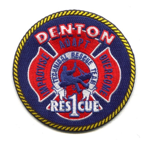 Denton Fire Department Rescue 1 Technical Rescue Team Patch Texas TX