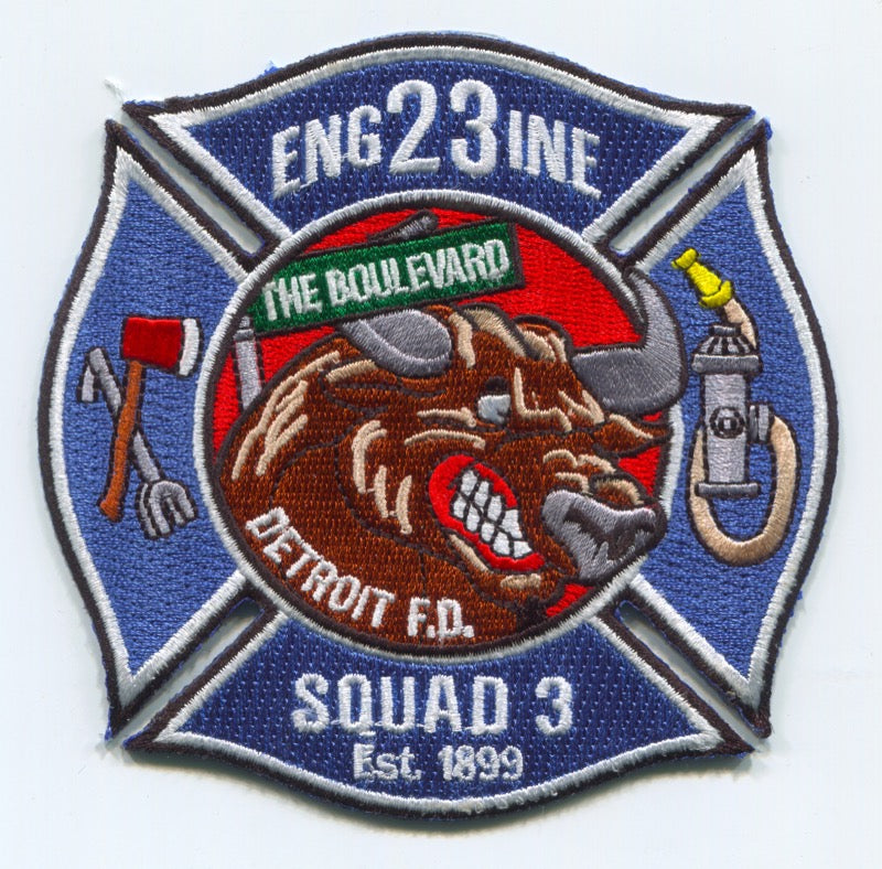 Detroit Fire Department Engine 23 Squad 3 Patch Michigan MI