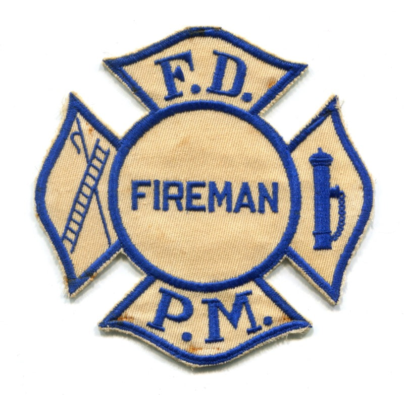 FDPM PMFD Fire Department Fireman Patch Unknown State
