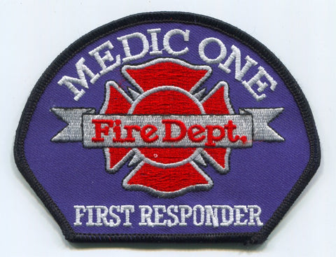 Medic One Fire Department First Responder EMS Patch Washington WA
