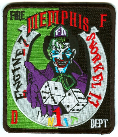 Memphis Fire Department Engine 7 Snorkel 13 Unit 1 Patch Tennessee TN Joker