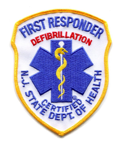 New Jersey State Certified First Responder Defib EMS Patch New Jersey NJ