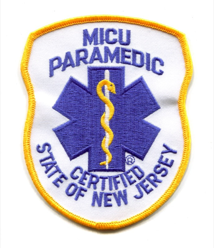 New Jersey State Certified MICU Paramedic EMS Patch New Jersey NJ