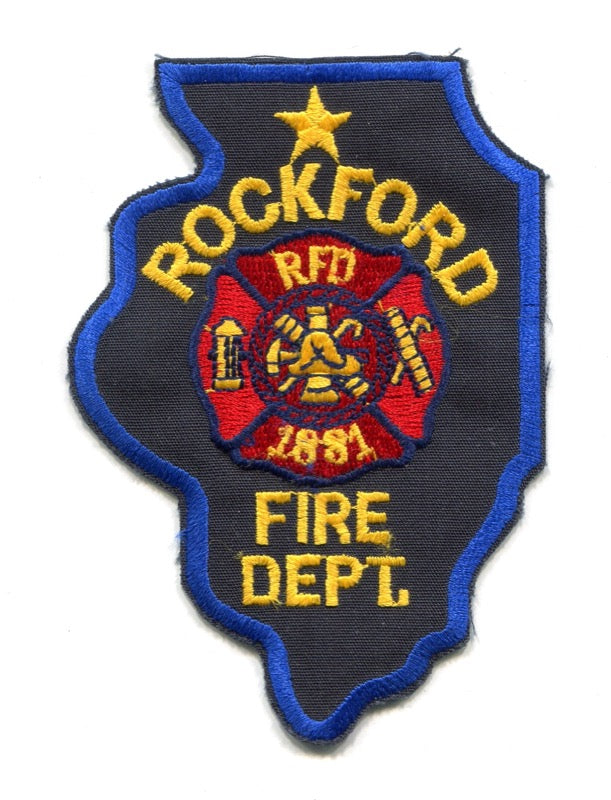 Rockford Fire Department Patch Illinois IL v6 State Shape