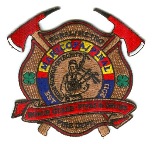 Rural Metro Fire Department Honor Guard Pipes and Drums Patch Arizona AZ