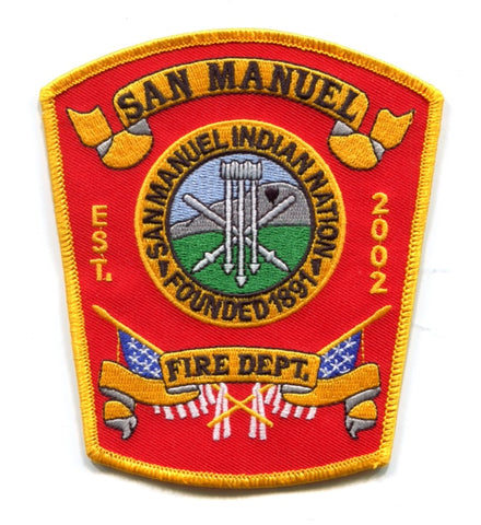 San Manuel Indian Nation Fire Department Patch California CA