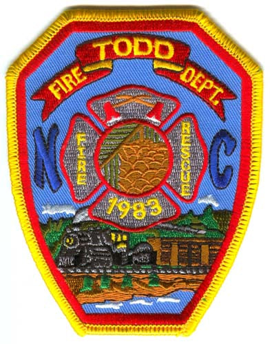 Todd Fire Rescue Department Patch North Carolina NC Train Steam Locomotive
