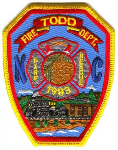 Todd Fire Rescue Department Patch North Carolina NC Train Steam Locomotive