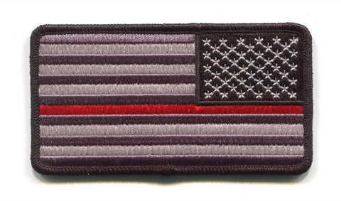 USA American Flag Patch 2.25" x 4" Reversed Thin Red Line Fire Hook and Loop