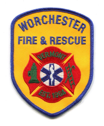 Worchester Fire and Rescue Department Patch Vermont VT