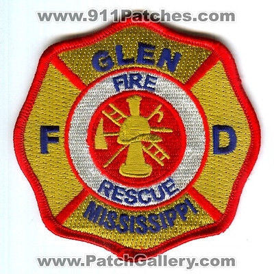 Glen Fire Rescue Department Dept FD EMS Patch Mississippi MS Patches NEW