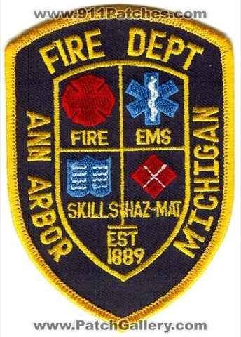 Ann Arbor Fire Department Patch Michigan MI