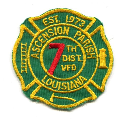 Ascension Parish 7th District Volunteer Fire Department Patch Louisiana LA