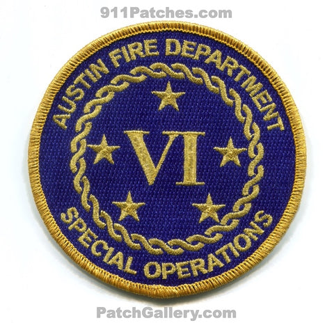 Austin Fire Department Battalion 6 Special Operations Patch Texas TX