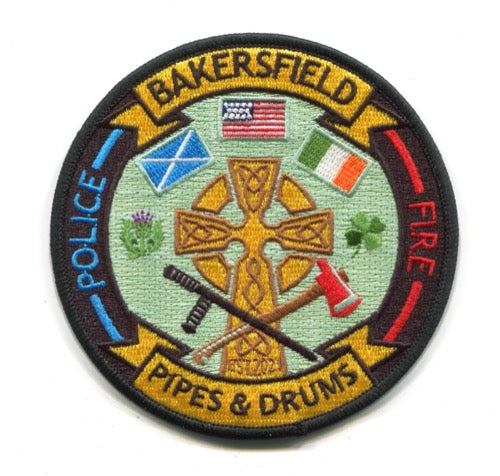 Bakersfield Fire Police Department Pipes and Drums Patch California CA