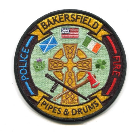 Bakersfield Fire Police Department Pipes and Drums Patch California CA