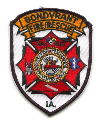 Bondvrant Fire Rescue Department Patch Iowa IA