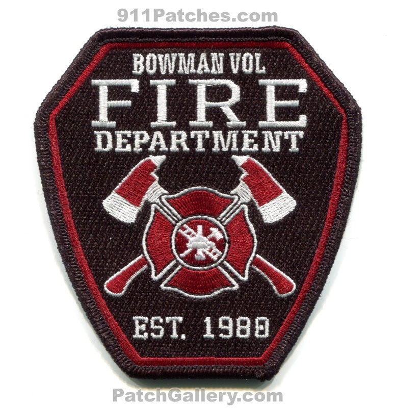 Bowman Volunteer Fire Department Patch Texas TX