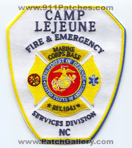 Camp LeJeune Fire and Emergency Services Division USMC Military Patch North Carolina NC