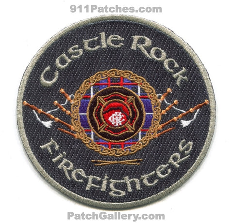 Castle Rock Fire Department Firefighters Pipes and Drums Patch Colorado CO v2
