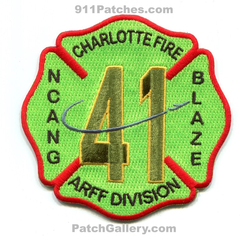 Charlotte Fire Department Station 41 ARFF Division USAF Military Patch North Carolina NC