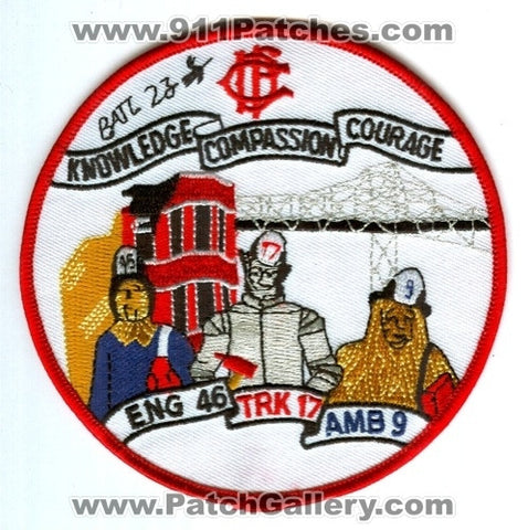Chicago Fire Department Engine 46 Truck 17 Ambulance 9 Battalion 23 Patch Illinois IL