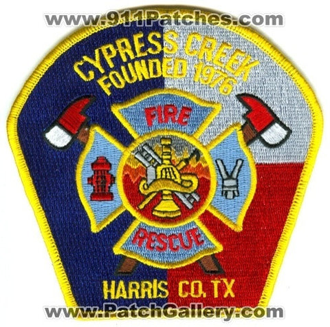 Cypress Creek Fire Rescue Department Patch Texas TX