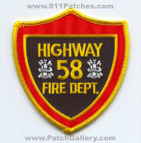 Highway 58 Fire Department Patch Tennessee TN