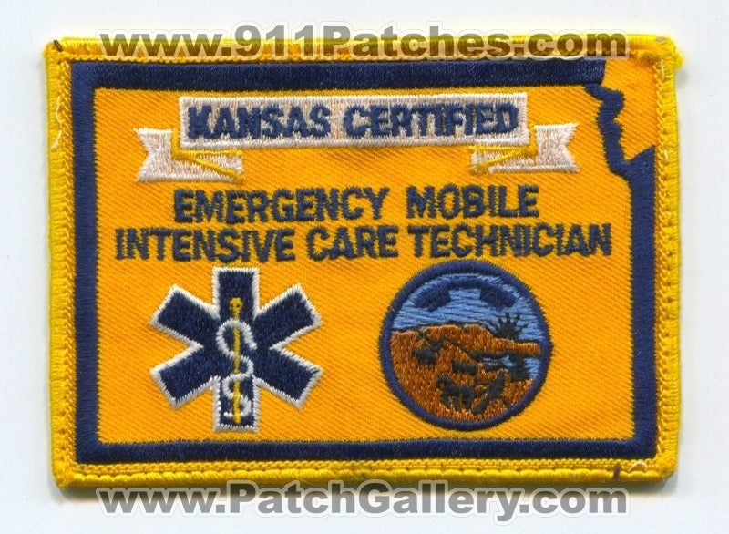 Kansas State Certified Emergency Mobile Intensive Care Tech EMICT EMT EMS Patch Kansas KS
