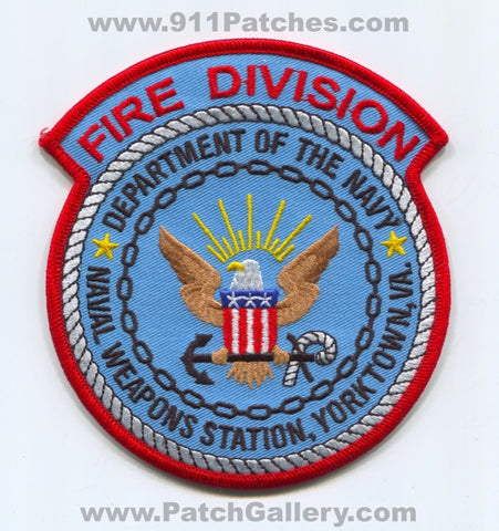 Naval Weapons Station NWS Yorktown Fire Division USN Navy Military Patch Virginia VA