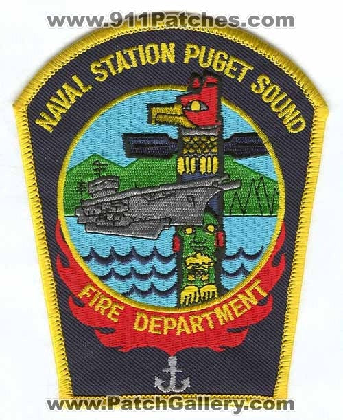 Naval Station Puget Sound Fire Department USN Navy Military Patch Washington WA