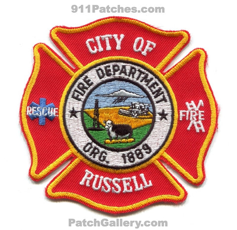 Russell Fire Rescue Department Patch Kansas KS