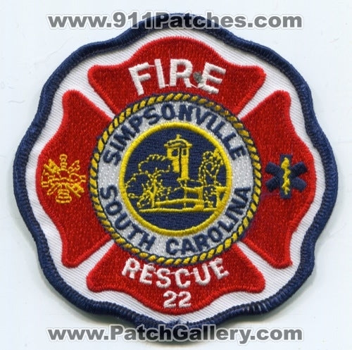 Simpsonville Fire Rescue Department 22 Patch South Carolina SC