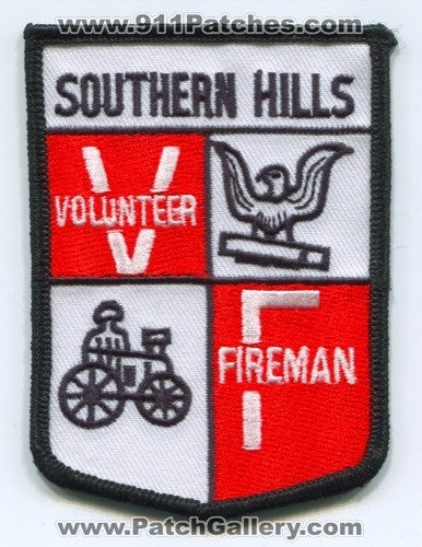 Southern Hills Fire Department Volunteer Fireman Patch Kentucky KY